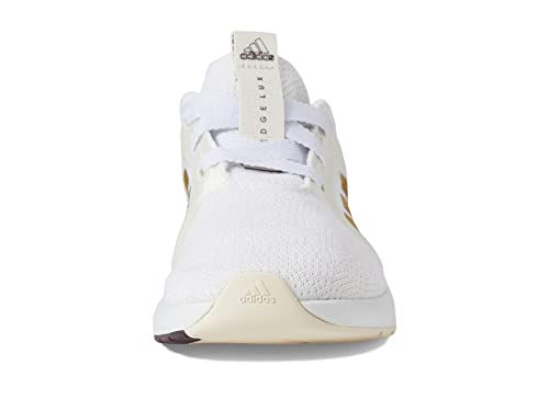 adidas Women's Edge Lux 5 Running Shoe, White/Matte Gold/Shadow Maroon, 7.5