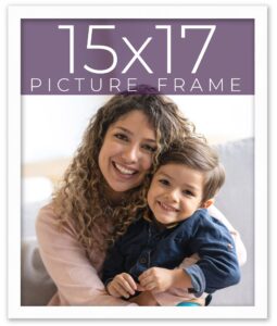 15x17 frame white real wood picture frame width 0.75 inches | interior frame depth 0.5 inches | bianca mid century photo frame complete with uv acrylic, foam board backing & hanging hardware