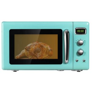 retro microwave oven, simoe compact countertop microwave 0.9 cu.ft. 900 w, defrost & auto cooking function, led display, child lock and glass turntable, etl certification