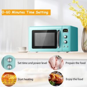 Retro Microwave Oven, SIMOE Compact Countertop Microwave 0.9 cu.ft. 900 W, Defrost & Auto Cooking Function, LED Display, Child Lock and Glass Turntable, ETL Certification