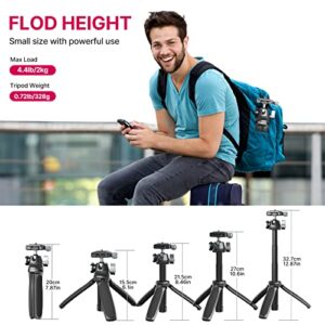 ULANZI MT-47 Camera Tripod Aluminum Alloy Mini Travel Phone Tripod Stand Compact Desktop Tripod for DSLR, 360° Ball Head with 1/4 inch Arca Quick Release Plate Cold Shoe Portable Vlog Selfie Stick