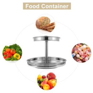 Hemoton Food Containers 2 Tier Fruit Basket Turntable Vegetable Baskets Round Snack Storage Organiser Stainless Steel Candy Dish Dessert Platter for Kitchen Hot Pot Home Party Decorative Tray