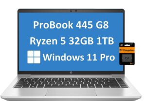 hp probook 445 g8 14" fhd (32gb ddr4 ram, 1tb pcie ssd, amd 6-core ryzen 5 5600u (beats i7-10750h)) full hd 1080p ips business laptop, backlit keyboard, type-c, webcam, win 11 pro