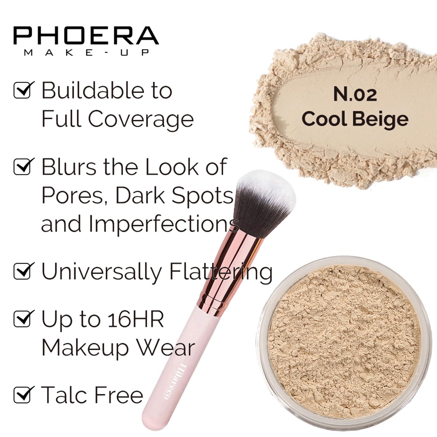 PHOERA Foundation,Full Coverage Foundation,PHOERA Primer,PHOERA Powder,PHOERA Concealer PHOERA Makeup Set, Kabuki Makeup Brushes Foundation Brush Powder,2 Makeup Sponge (102 Nude + 103 Warm peach)