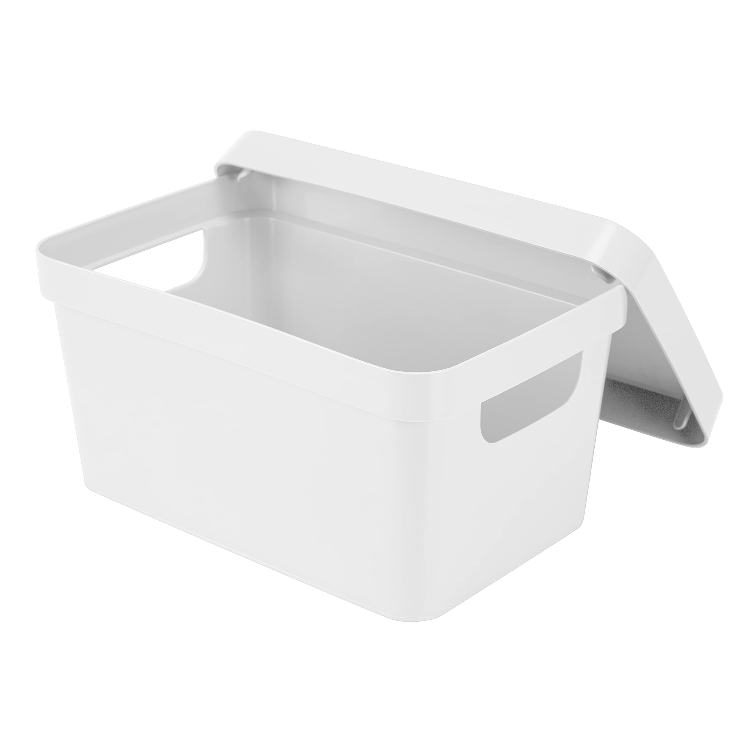 Simplify Small Vinto Storage Box | Click Tight Lid | Dimensions: 9.76" x 6.69" x 4.84" | Stackable | Home Organization | 2 Handles | White