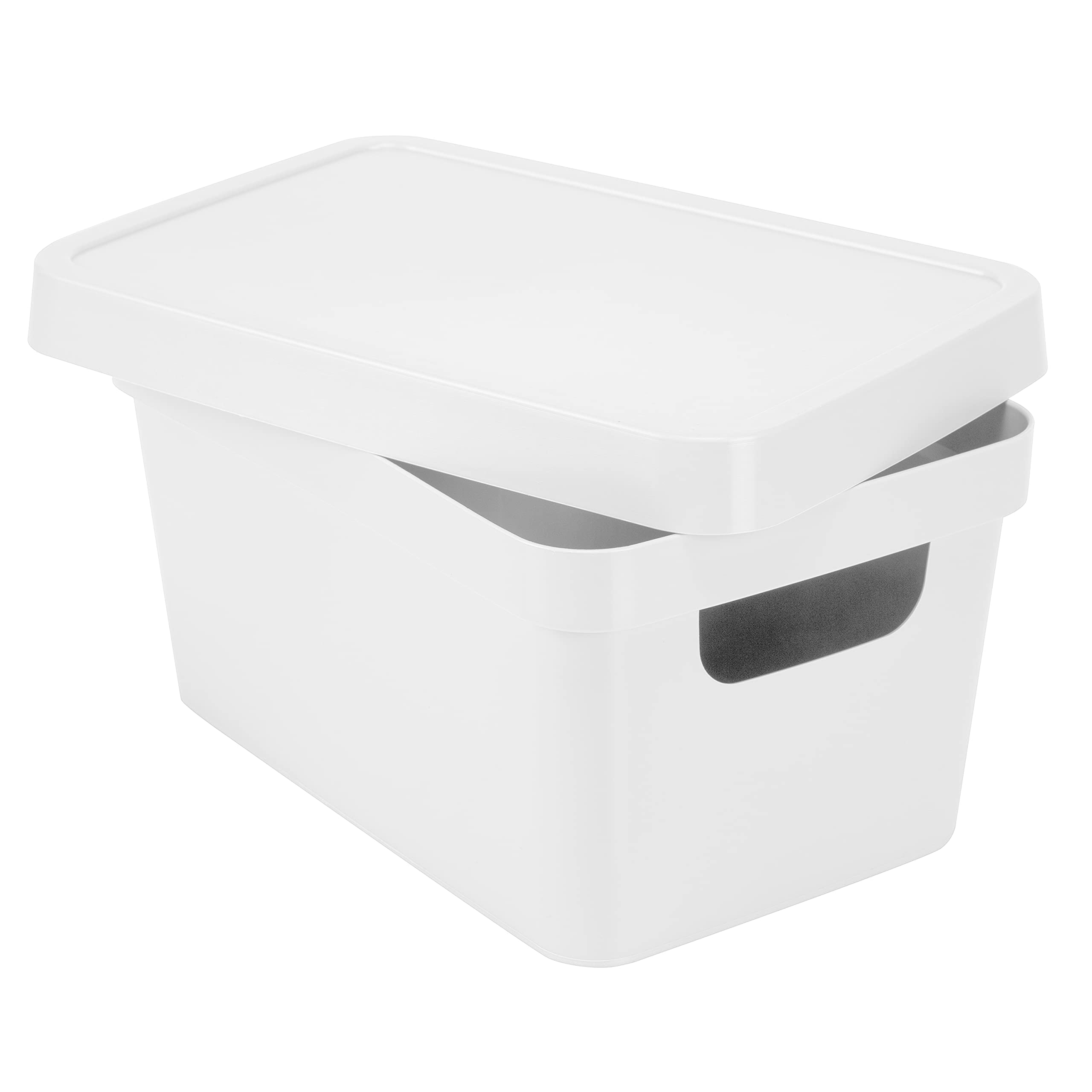 Simplify Small Vinto Storage Box | Click Tight Lid | Dimensions: 9.76" x 6.69" x 4.84" | Stackable | Home Organization | 2 Handles | White