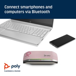 Poly – Sync 20 USB-A Pink Personal Bluetooth Smart Speakerphone (Plantronics) - Connect to Cell Phone via Bluetooth, PC/Mac via Included USB-A Cable - Works with Teams, Zoom (Certified) & More