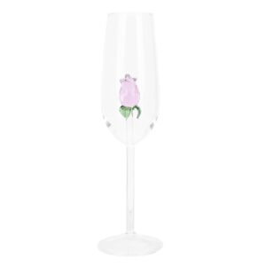 red wine glass rose wine glass crystal flute rose flower goblet cocktail cup drinking glassware for halloween christmas wedding birthday party decoration pink (20x6cm)