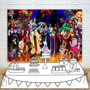 VV Backdrop Halloween Villains Backdrop 7x5 Villain Birthday Party Supplies Background for Kids Vinyl Villains Halloween Backdrops for Party Wall Decor