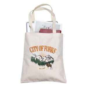 tobgbe forks washington gift tv show lover tote bag (city of forks tote)