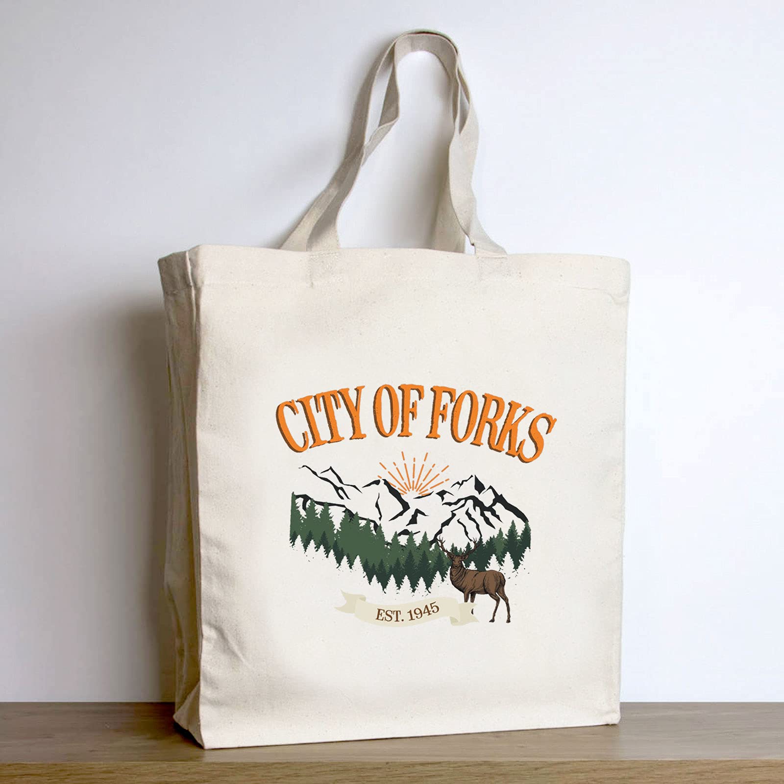 TOBGBE Forks Washington Gift TV Show Lover Tote Bag (City of Forks Tote)