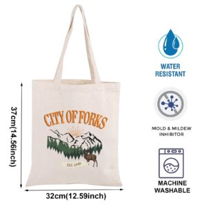 TOBGBE Forks Washington Gift TV Show Lover Tote Bag (City of Forks Tote)