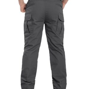 NAVEKULL Men's Outdoor Tactical Pants Rip Stop Lightweight Waterproof Military Combat Cargo Work Hiking Pants Dark Grey