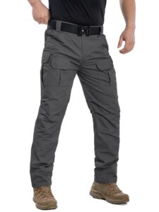 navekull men's outdoor tactical pants rip stop lightweight waterproof military combat cargo work hiking pants dark grey