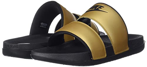 Nike Women's Offcourt Duo Slides (5, Metallic Gold/Black/Black)