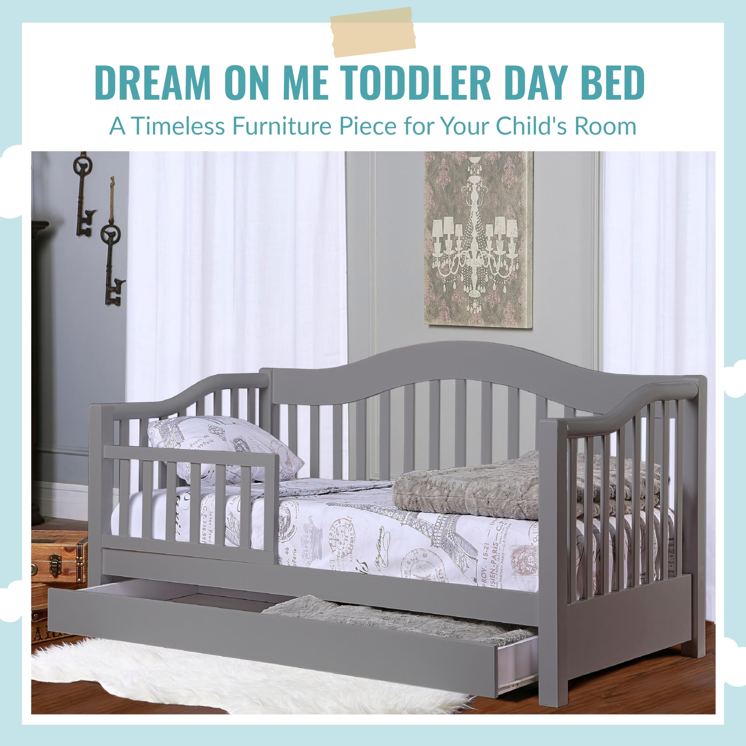 Dream On Me Toddler Day Bed, Steel Grey