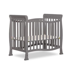 dream on me violet 4-in-1 convertible mini crib in steel grey, greenguard gold certified, jpma certified, 3 position mattress height settings, non-toxic finish
