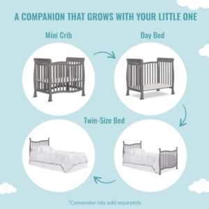 Dream On Me Violet 4-in-1 Convertible Mini Crib in Steel Grey, Greenguard Gold Certified, JPMA Certified, 3 Position Mattress Height Settings, Non-Toxic Finish