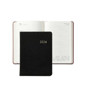 graphic image 2024 notebook, month and week-at-a-view pages, appointments, daily notes, travel information, u.s. & international holidays, genuine leather (5⅜" w x 7⅜" h - made in the usa)