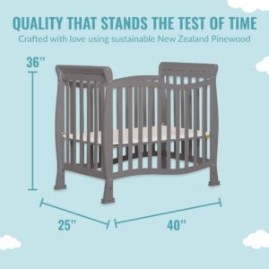 Dream On Me Violet 4-in-1 Convertible Mini Crib in Steel Grey, Greenguard Gold Certified, JPMA Certified, 3 Position Mattress Height Settings, Non-Toxic Finish
