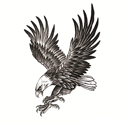 AKOAK 2 Pcs Eagle Tattoo Sticker Waterproof Temporary Tattoo Body Sexy Art Sticker Sweat Proof Men and Women (Black)