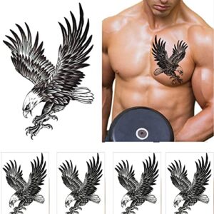 AKOAK 2 Pcs Eagle Tattoo Sticker Waterproof Temporary Tattoo Body Sexy Art Sticker Sweat Proof Men and Women (Black)