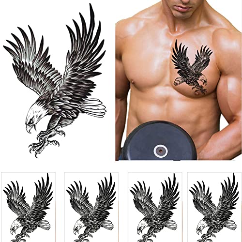 AKOAK 2 Pcs Eagle Tattoo Sticker Waterproof Temporary Tattoo Body Sexy Art Sticker Sweat Proof Men and Women (Black)