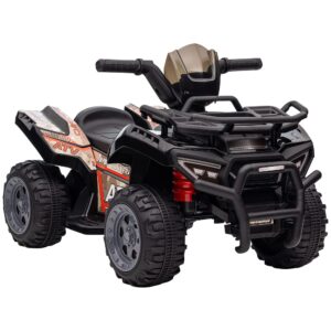aosom kids atv four wheeler ride on car, motorized quad, 6v battery powered electric quad with songs for 18-36 months, black