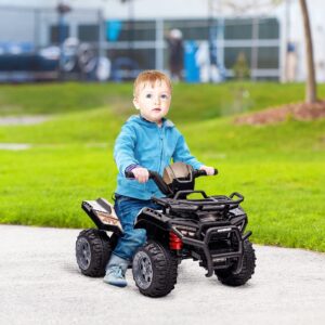Aosom Kids ATV Four Wheeler Ride on Car, Motorized Quad, 6V Battery Powered Electric Quad with Songs for 18-36 Months, Black
