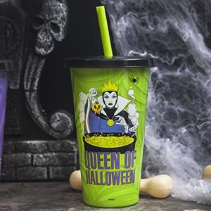 Zak Designs Disney Villains Halloween Glow in the Dark Tumbler Set with Lid and Straw for Cold Drinks, Funny Cups Made of Durable and Reusable Plastic, Great Gift for Fans (25 oz, Set of 4)