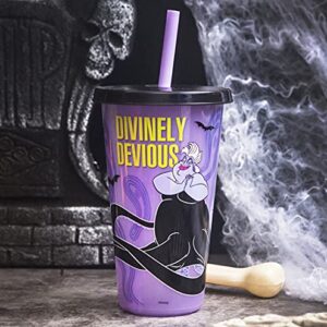 Zak Designs Disney Villains Halloween Glow in the Dark Tumbler Set with Lid and Straw for Cold Drinks, Funny Cups Made of Durable and Reusable Plastic, Great Gift for Fans (25 oz, Set of 4)