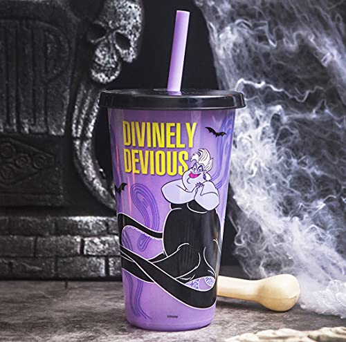 Zak Designs Disney Villains Halloween Glow in the Dark Tumbler Set with Lid and Straw for Cold Drinks, Funny Cups Made of Durable and Reusable Plastic, Great Gift for Fans (25 oz, Set of 4)