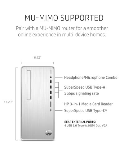 HP Pavilion Desktop PC, AMD Ryzen 3 5300G, 4 GB RAM, 256 GB SSD, Windows 11 Home, Wi-Fi 5 & Bluetooth Connectivity, 9 USB Ports, Wired Mouse and Keyboard Combo, Pre-Built Tower (TP01-2032, 2021)