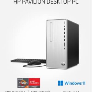 HP Pavilion Desktop PC, AMD Ryzen 3 5300G, 4 GB RAM, 256 GB SSD, Windows 11 Home, Wi-Fi 5 & Bluetooth Connectivity, 9 USB Ports, Wired Mouse and Keyboard Combo, Pre-Built Tower (TP01-2032, 2021)