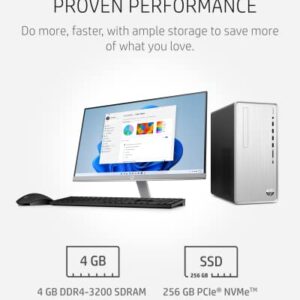 HP Pavilion Desktop PC, AMD Ryzen 3 5300G, 4 GB RAM, 256 GB SSD, Windows 11 Home, Wi-Fi 5 & Bluetooth Connectivity, 9 USB Ports, Wired Mouse and Keyboard Combo, Pre-Built Tower (TP01-2032, 2021)