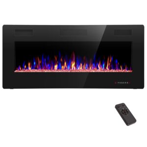 zafro electric fireplace 30'' with remote control, recessed wall mounted electric fireplace with adjustable 12-color flame brightness & speed