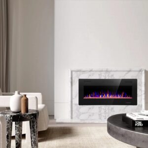 ZAFRO Electric Fireplace 30'' with Remote Control, Recessed Wall Mounted Electric Fireplace with Adjustable 12-Color Flame Brightness & Speed