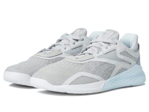 reebok nano x pure grey/footwear white/glass blue 9.5 b (m)