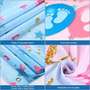 Gender Reveal Background Boy or Girl Backdrop Blue Pink Gender Reveal Party What Will Baby Be Banner Baby Shower Photography Photo Booth, 70.8 x 43.3 Inch