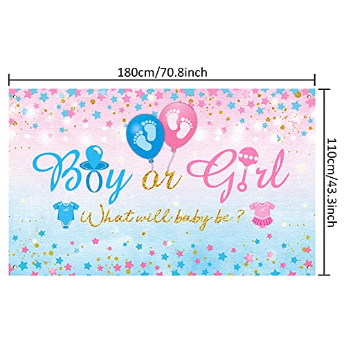 Gender Reveal Background Boy or Girl Backdrop Blue Pink Gender Reveal Party What Will Baby Be Banner Baby Shower Photography Photo Booth, 70.8 x 43.3 Inch