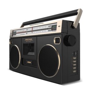 Ion Audio 1980S-Style Portable Bluetooth Boombox AM/FM Radio Cassette Player Recorder, VU Meters, USB Recording, Dual Full-Range High Bass Speakers (Gold Edition)