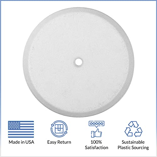 American Built Pro Cleanout Cover Plate Flat Design (1/2" Rise) - Includes One #14 Screw, Size 4.25 Inch Round White Color Built With High Impact Recycled Plastic Ideal For Hiding Open Drains