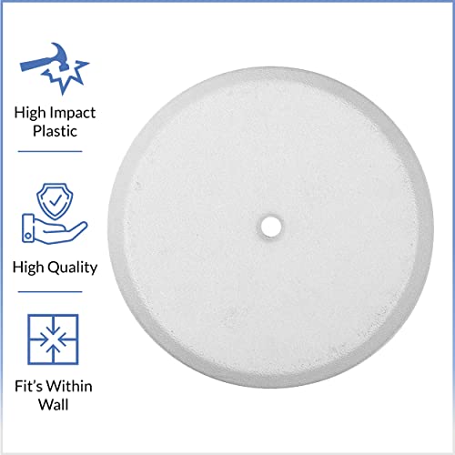 American Built Pro Cleanout Cover Plate Flat Design (1/2" Rise) - Includes One #14 Screw, Size 4.25 Inch Round White Color Built With High Impact Recycled Plastic Ideal For Hiding Open Drains