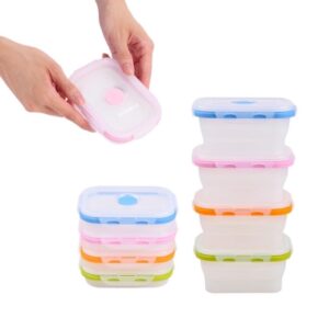 ecoberi collapsible silicone food storage containers with airtight snap-top lids, microwave, dishwasher, freezer safe, bpa free and non-toxic, set of 4
