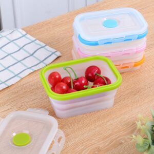 ECOBERI Collapsible Silicone Food Storage Containers with Airtight Snap-Top Lids, Microwave, Dishwasher, Freezer Safe, BPA Free and Non-Toxic, Set of 4