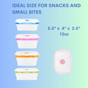 ECOBERI Collapsible Silicone Food Storage Containers with Airtight Snap-Top Lids, Microwave, Dishwasher, Freezer Safe, BPA Free and Non-Toxic, Set of 4