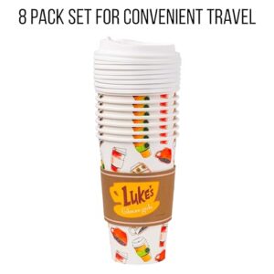 Silver Buffalo Gilmore Girls Lukes Logo 8pk Paper Travel Cup with Lid, 16 Ounces