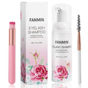 eyelash extension cleanser 60ml +mascara wand+ brush eyelid foaming cleanser,eyelash wash and lash bath for extensions,paraben & sulfate free,makeup remover,salon and home use（60ml/2fl.oz）