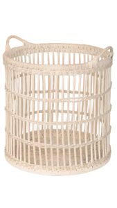 kouboo rattan open weave storage basket, large, white-wash