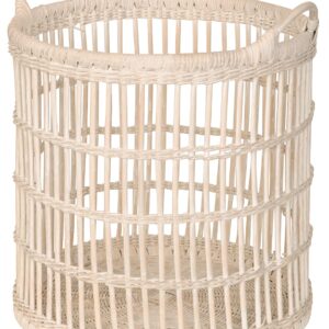 KOUBOO Rattan Open Weave Storage Basket, Large, White-Wash